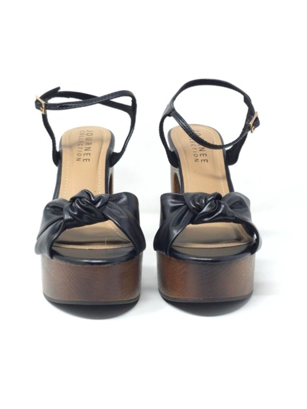 Journee Lorrica Black Knotted Platform Sandals Tru Comfort 9M - Picture 3 of 13